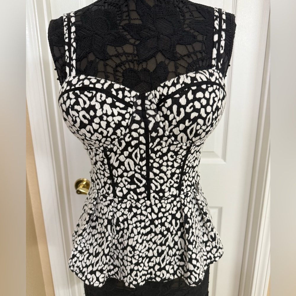 Black and White Corset Peplum Top
